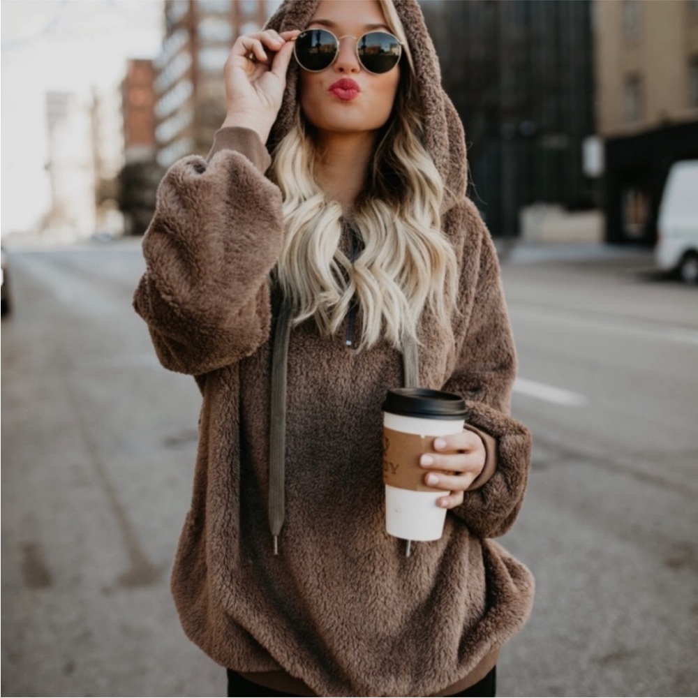 VICI wishlist fluffy Sherpa hoodie pullover